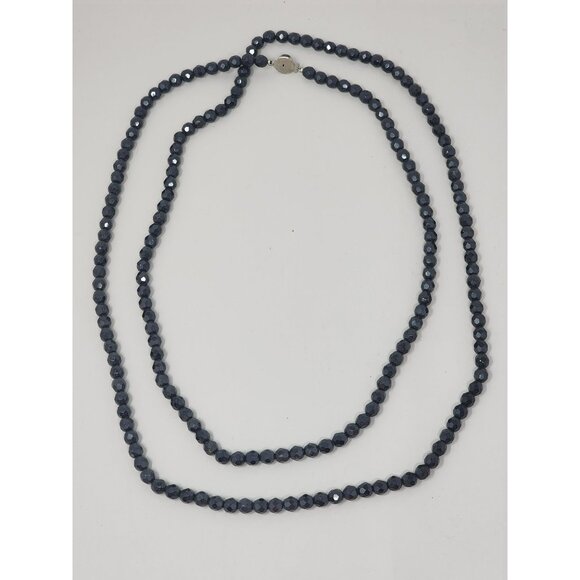 Vintage Black Glass‎ Beaded Necklace Faceted Aproximately 26# Clasped - Picture 1 of 4